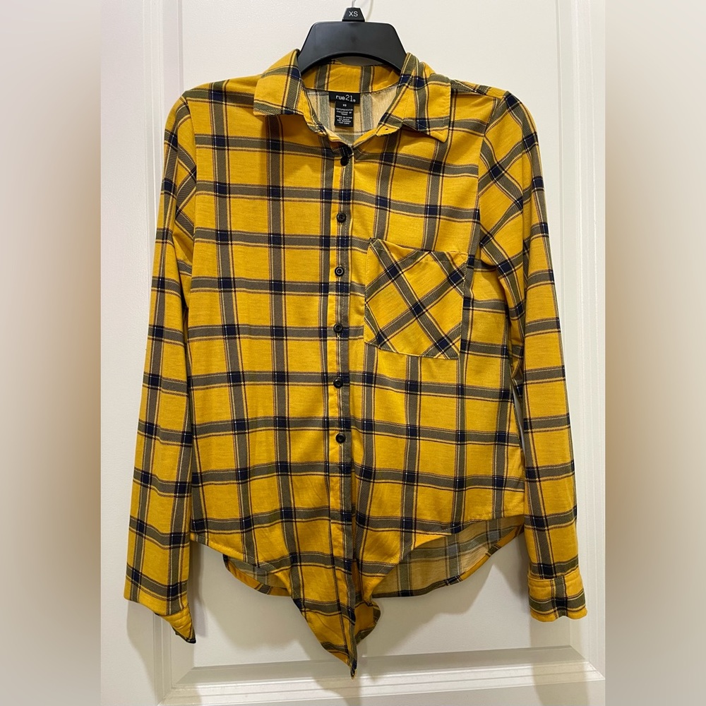 Rue21 Yellow Plaid Flannel